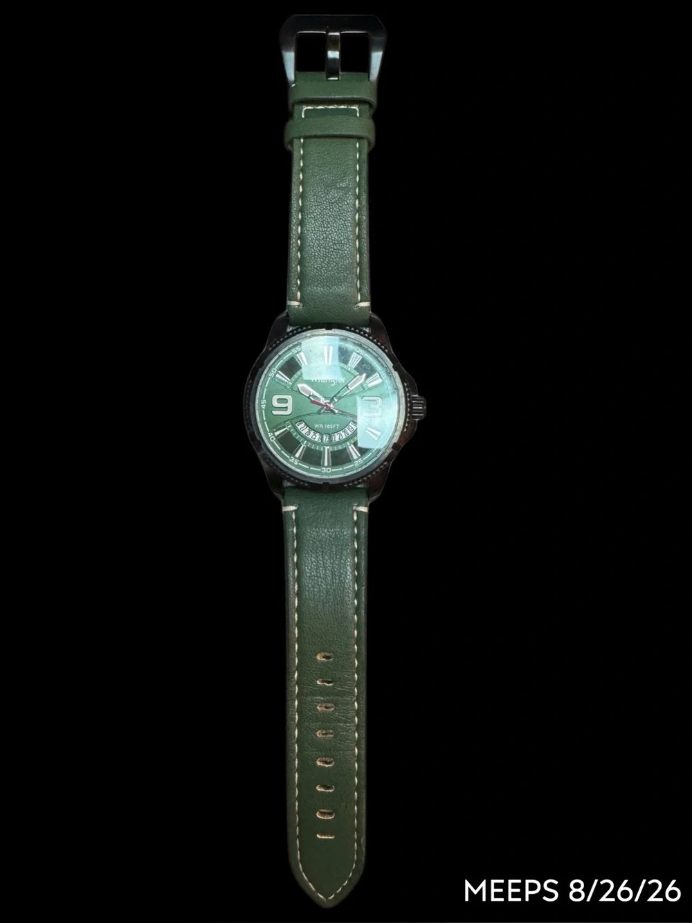 Nice Wrangler Men’s Watch - Western Collection - Black Metal Case, Green Band